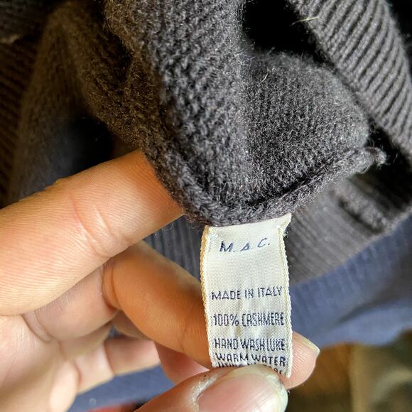 Malo Sweater 100% Cashmere V-Neck Pullover Knitted Long Sleeve Gray 2X - Picture 4 of 5